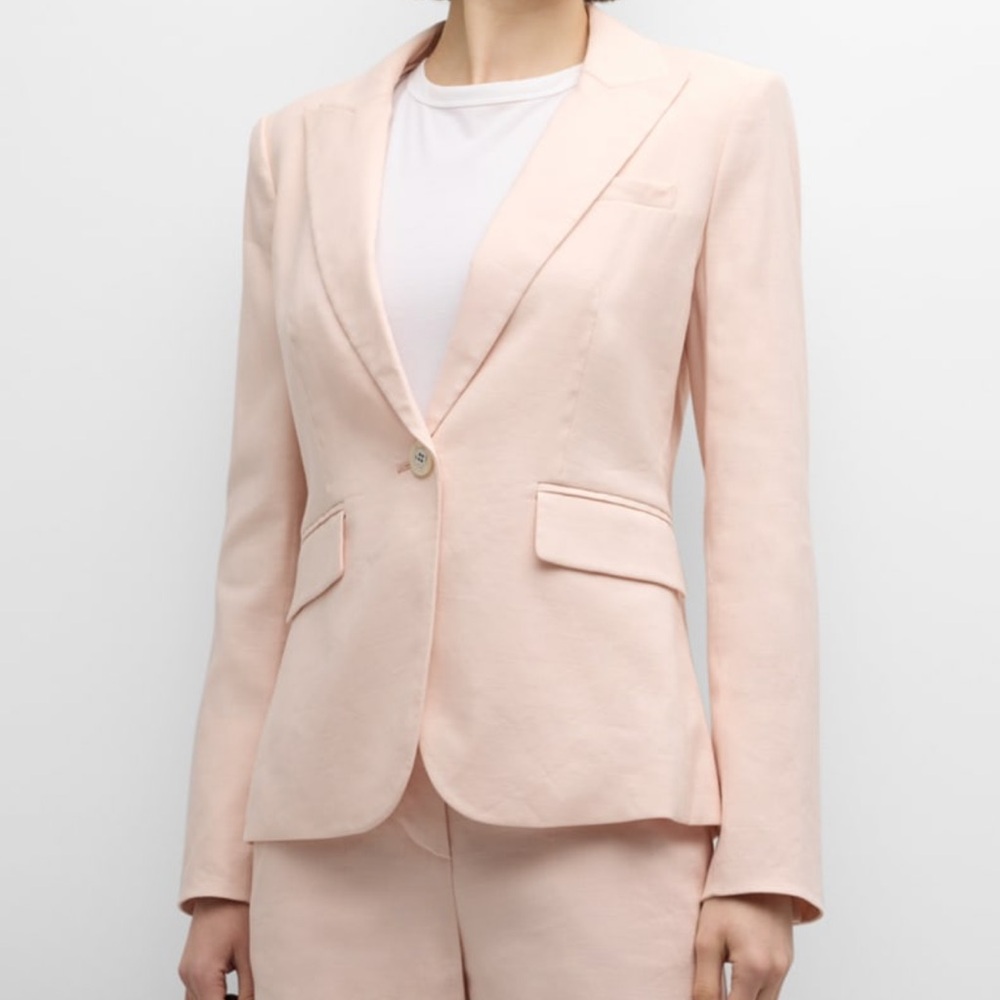 Veronica Beard Pink Linen Cutaway Dickey Jacket NWOT - Picture 2 of 11